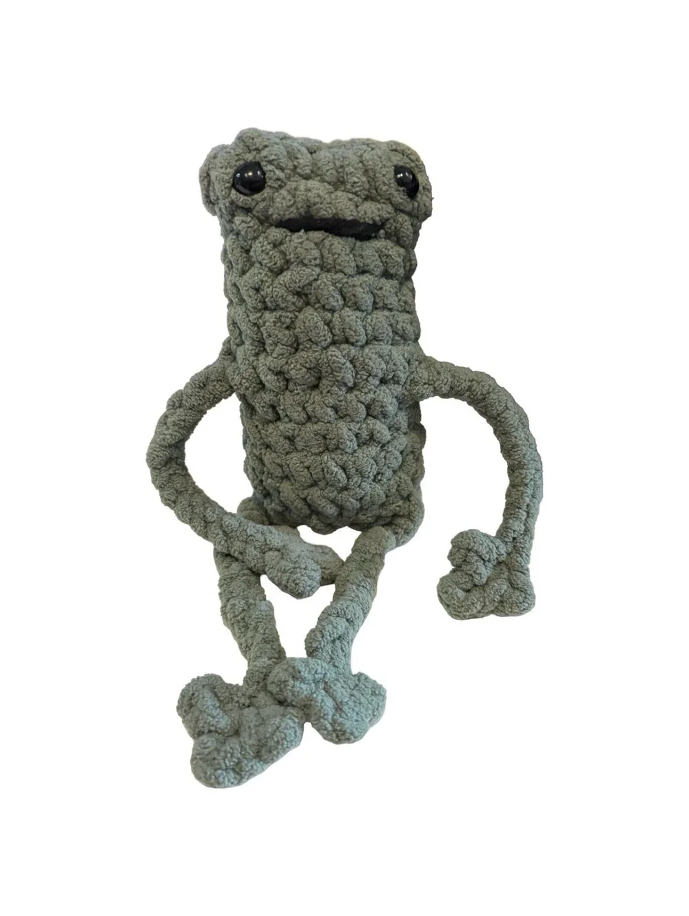 Handmade Crocheted Green Leggy Frog